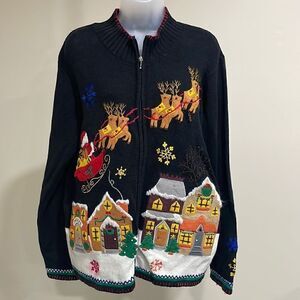 NWOT Arriviste Christmas Sweater Cardigan. Size L large 12/14